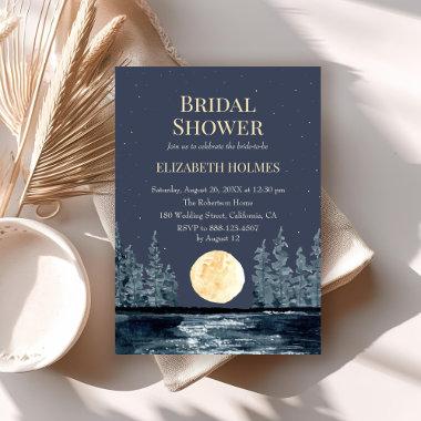 Full Moon Forest and Lake Bridal Shower Invitations