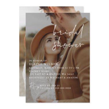 Full Photo Simple Elegant Modern Bridal Shower Invitations