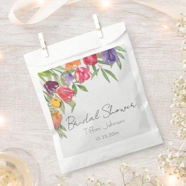 Fun and Bright Tulips and Greenery Bridal Shower Favor Bag