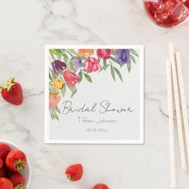 Fun and Bright Tulips and Greenery Bridal Shower Napkins