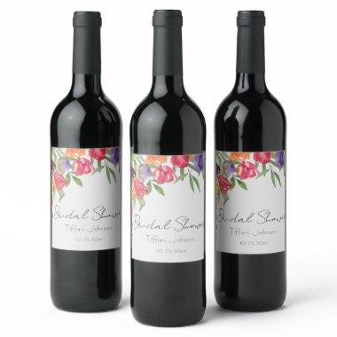 Fun and Bright Tulips and Greenery Bridal Shower Wine Label