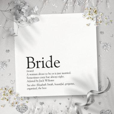 Fun Bride Definition, Bridal Shower Modern Napkins