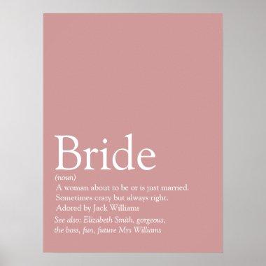 Fun Bride Definition Bridal Shower Sign