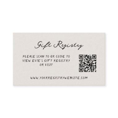 Fun Casual Handwritten Gift Registry QR Code Enclosure Invitations