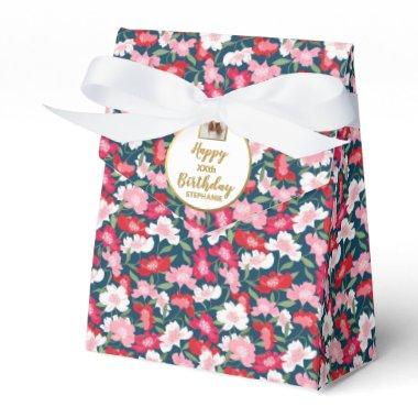 Fun, Colorful Floral, Custom Photo, Birthday Party Favor Boxes