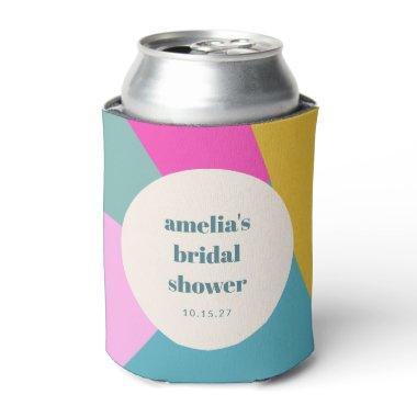 Fun Colorful Geometric Unique Custom Bridal Shower Can Cooler