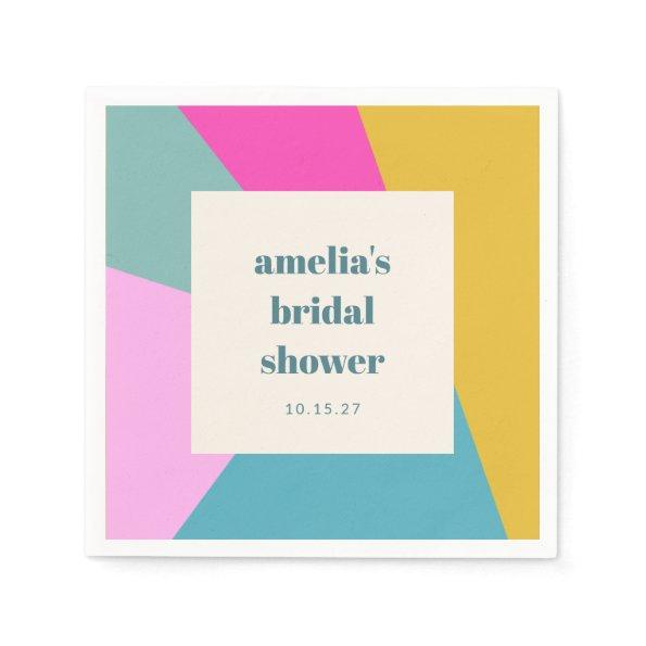 Fun Colorful Geometric Unique Custom Bridal Shower Napkins