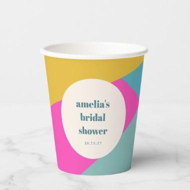Fun Colorful Geometric Unique Custom Bridal Shower Paper Cups