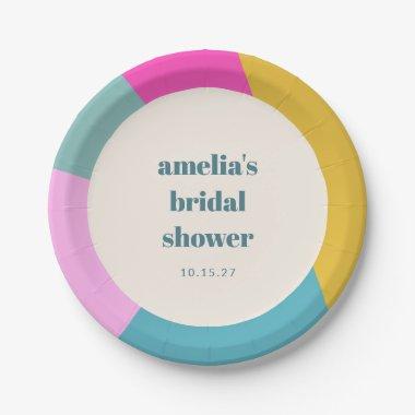 Fun Colorful Geometric Unique Custom Bridal Shower Paper Plates