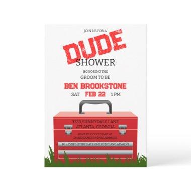 Fun Dude Groom Toolbox Wedding Shower Invitations