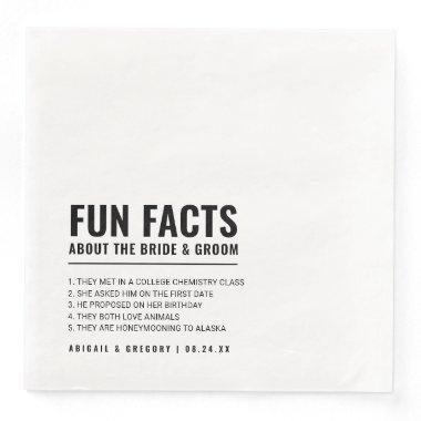 Fun Facts About The Bride + Groom Wedding Paper Dinner Napkins