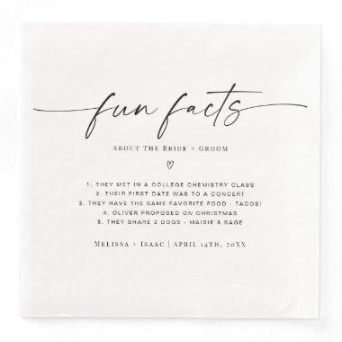 Fun Facts About The Bride + Groom Wedding Paper Dinner Napkins