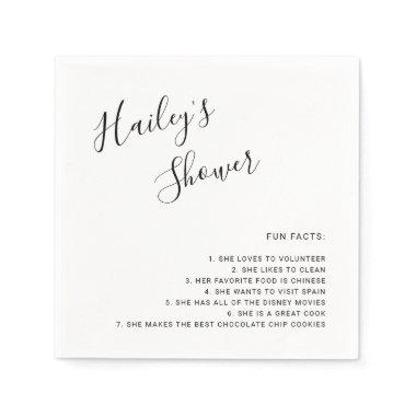 Fun Facts Black and White Modern Bridal Shower Napkins