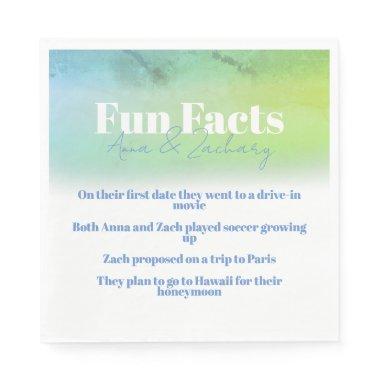 Fun Facts Green and Blue Wedding Shower Napkins