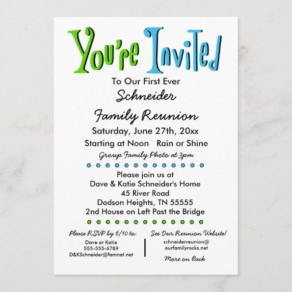 Fun Family Reunion Party or Event Invitations