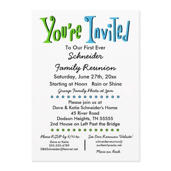 Fun Family Reunion Party or Event Invitations