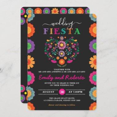 Fun & Festive Wedding Fiesta Mexican Floral Wreath Invitations