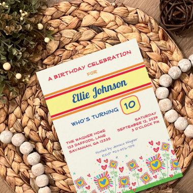Fun Floral Girly Cute Customized Number Birthday Invitations