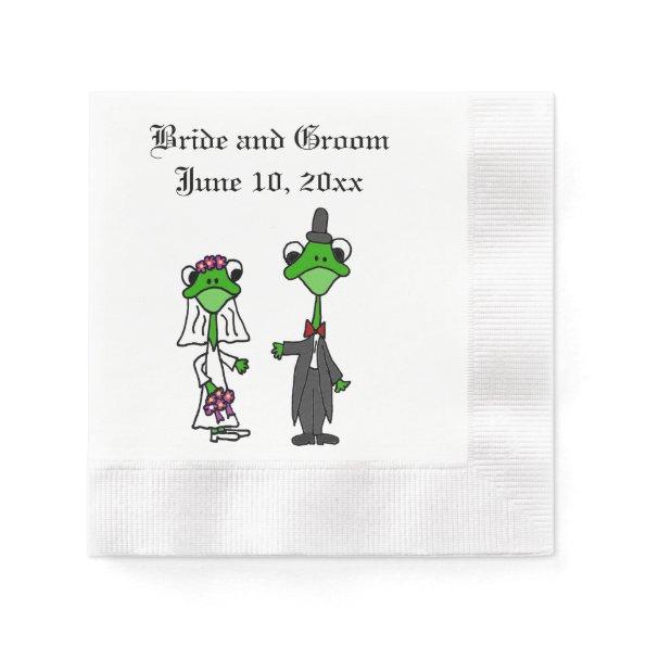 Fun Frog Bride and Groom Wedding Design Paper Napkins