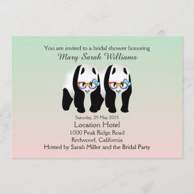 Fun Gay Pandas Bear Bridal Shower Invitations