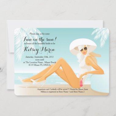 Fun in the Sun Bridal Shower Pool Party Invitations