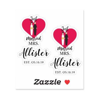Fun Just Married Couple Quote Design Sticker