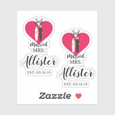 Fun Just Married Couple Quote Design Sticker