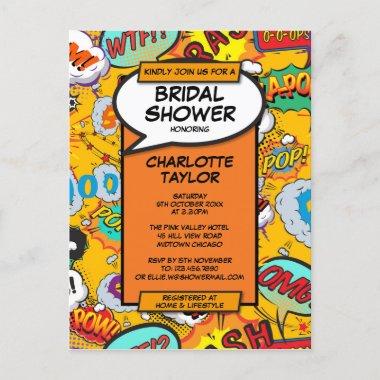 Fun Modern Bridal Shower Comic Book Invitation PostInvitations
