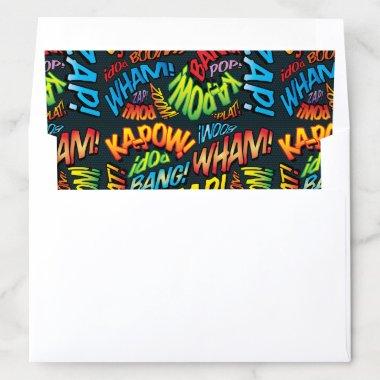 Fun Modern Comic Book Wedding Envelope Liner