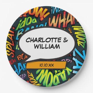 Fun Modern Designer Typographic Comic Book Paper Plates