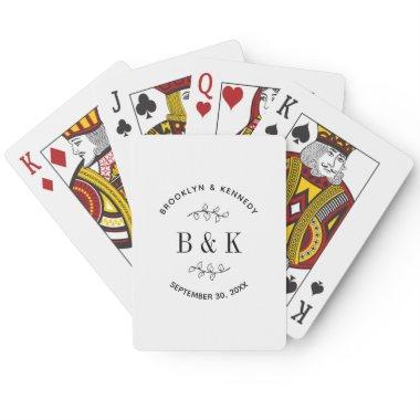 Fun Monogram Floral Botanical Wedding Couple Name Poker