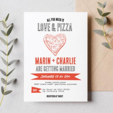 Fun Pizza Couples Bridal Shower Engagement Party Invitations