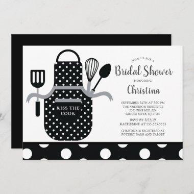 Fun Retro Black White Kitchen Bridal Shower Invitations