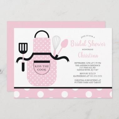 Fun Retro Blush Pink Kitchen Bridal Shower Invitations