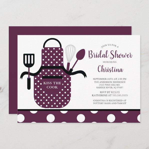Fun Retro Boysenberry Kitchen Bridal Shower Invitations