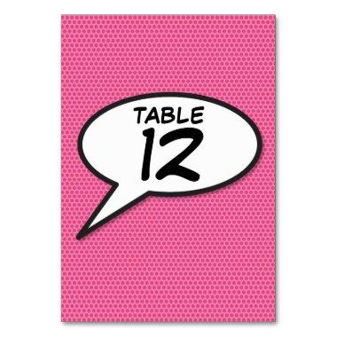 Fun Retro Comic Book Pop Art Pink Table Number