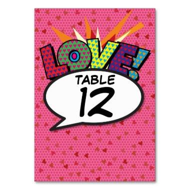 Fun Retro Comic Book Pop Art Table Number