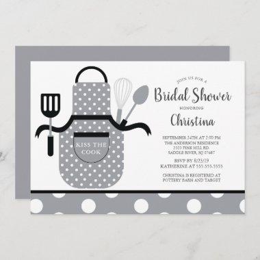 Fun Retro Gray Kitchen Bridal Shower Invitations
