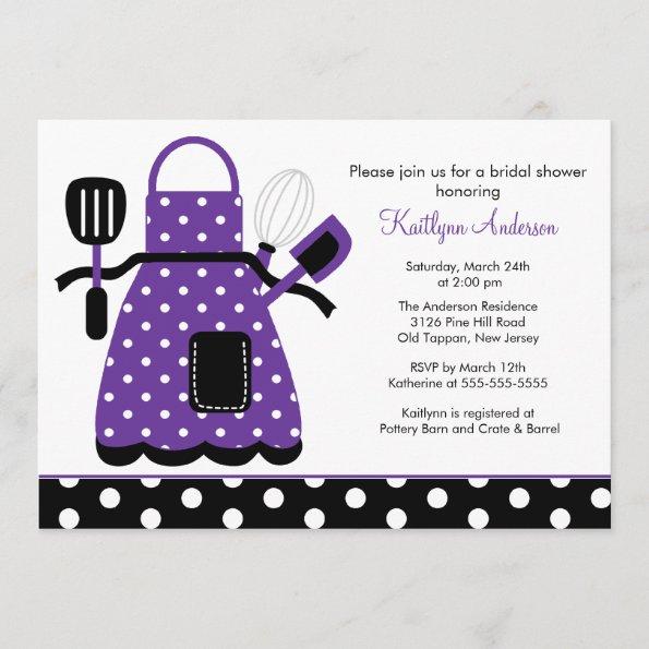 Fun Retro Kitchen Bridal Shower Invitations Purple