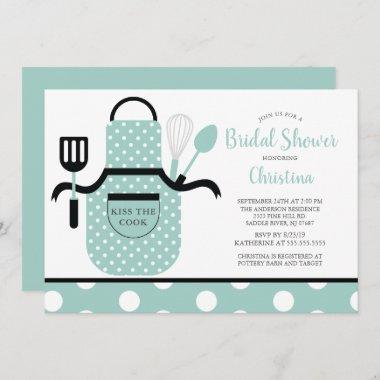 Fun Retro Mint Kitchen Bridal Shower Invitations