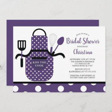 Fun Retro Purple Kitchen Bridal Shower Invitations