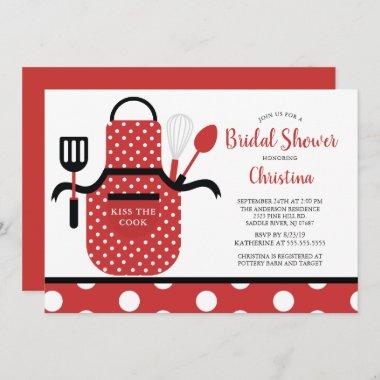 Fun Retro Red Kitchen Bridal Shower Invitations