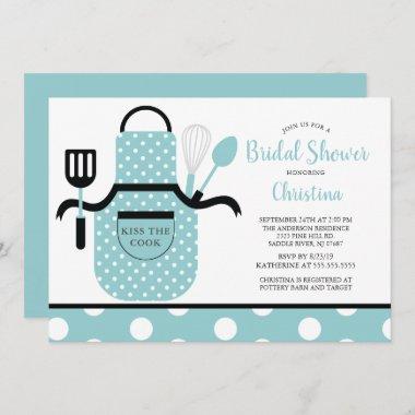 Fun Retro Turquoise Kitchen Bridal Shower Invitations