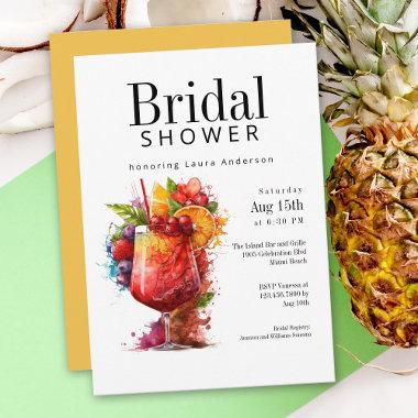 Fun Tropical Cocktails Bridal Shower Invitations