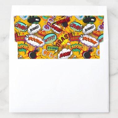 Fun Wedding Typographic Comic Book Envelope Liner