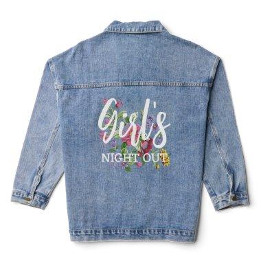 Fun White Girls Night Out Text On Blue Jeans Denim Jacket