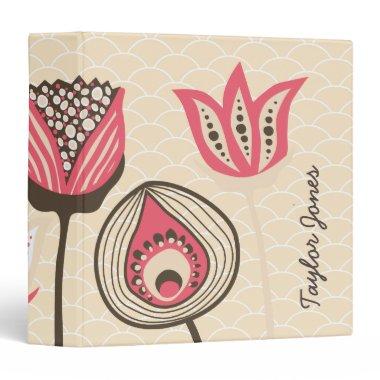 Funky Flowers Abstract Girly Office Binder