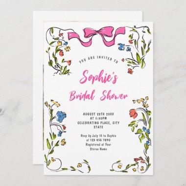 Funky Hand Drawn Scribble Retro Bridal Shower Invitations