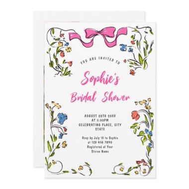 Funky Hand Drawn Scribble Retro Bridal Shower Invitations