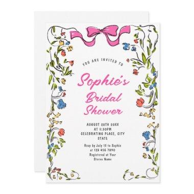 Funky Hand Drawn Scribble Retro Bridal Shower Invitations